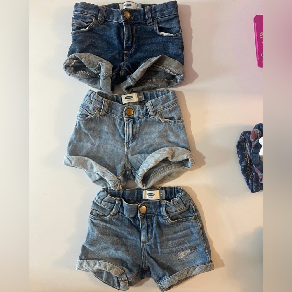 five pairs of denim shorts
